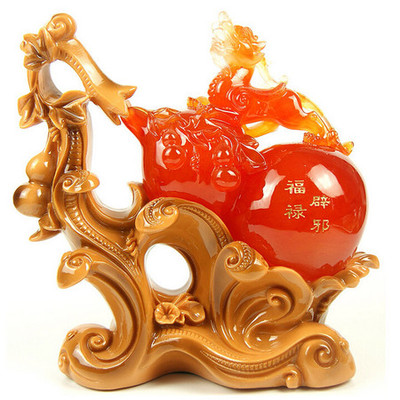 普潤 大號招財辟邪玉貔貅樹脂工藝品 家居辦公擺件 商務(wù)送禮品 紅葫蘆